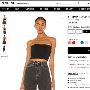NWT Revolve Susana Monaco strapless crop top size M
